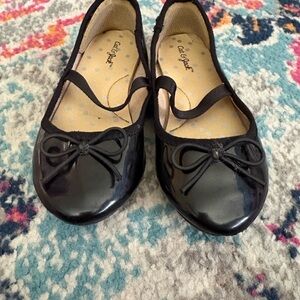 Cat & Jack Glossy Black Kids Dress Shoes with Bow